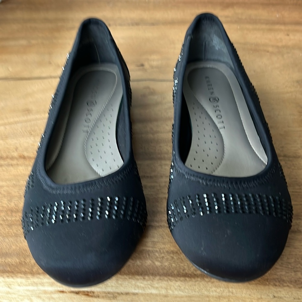Karen Scott black Rhinestone accent slip on ballerina flats size 7